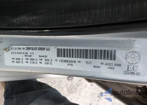 2012 Chrysler 200 Touring from USA, damaged, VIN 1C3CCBBB9CN234700
